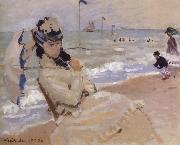Claude Monet Camille on the Beach at Trouville Spain oil painting artist